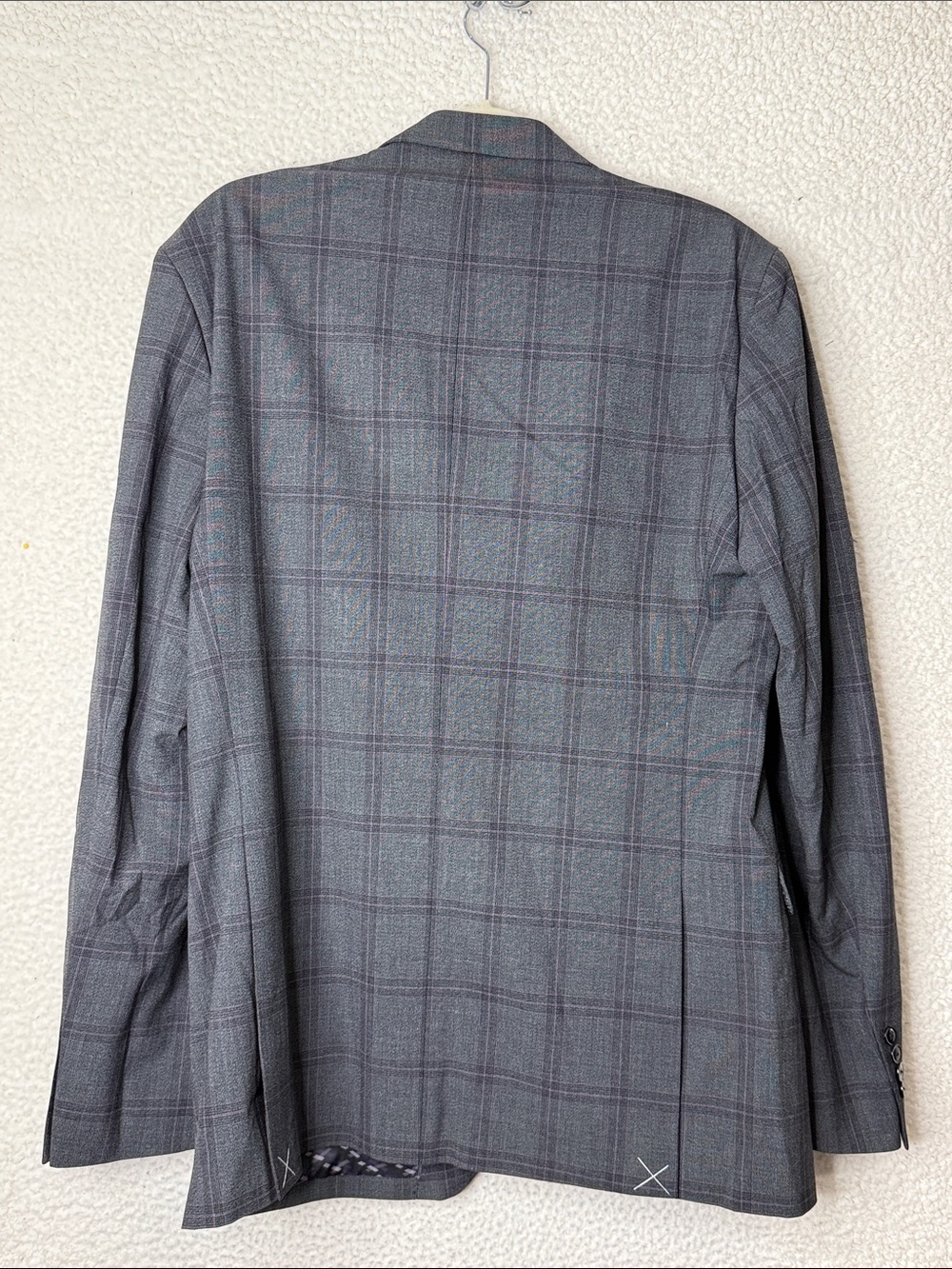 NWT Egara Plaid Suit Jacket Dark Gray 46 XL Skinny Fit - Picture 5 of 8
